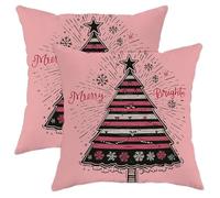 Juego de 2 fundas de cojín de Navidad, diseño de árbol de melocotón, fundas de cojín cuadradas decorativas para el hogar, sofá, cama, sofá, decoración de vacaciones, 18 x 18 pulgadas