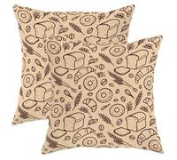 Juego de 2 fundas de cojín de pan, estilo rústico minimalista, croissant, dona, beige, terciopelo suave, lavables, para decoración del hogar, dormitorio, sala de estar, sofá, 22 x 22 pulgadas