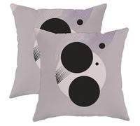 Juego de 2 fundas de cojín de primavera, color gris claro, abstracto, círculos negros, para el hogar moderno, elegantes y cómodos para sofá, cama, sillas, 18 x 18 pulgadas