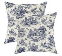 Juego de 2 fundas de cojín de puente estilo vintage, rústica, estilo casa de ganado, color azul marino, con cremallera oculta, fundas de cojín para el hogar, sala de estar, dormitorio, decoración de