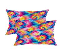 Juego de 2 fundas de cojín de teñido anudado, estilo bohemio, vintage, remolino, caramelo, verano, multicolor, terciopelo suave, lavable, para sala de estar, apartamento, cama, sofá, decoración de 20