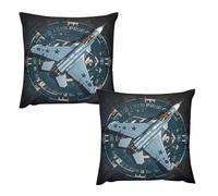 Juego de 2 Fundas de cojín Decorativas Transpirables para sofá, con diseño de avión de Combate de la Fuerza Aérea. Fundas cuadradas Suaves de 45 x 45 cm (18" x 18") con Cremallera Oculta.