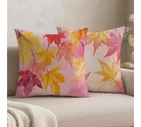 Juego de 2 Fundas de Cojín Exterior 30x30 Impermeables, Rosa Hojas de arce Decorativos para Sofá Jardín Terraza, Terciopelo Doble Cara Estampado, Decoración Primavera Verano para Patio, -#b1025s
