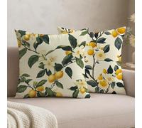 Juego de 2 Fundas de Cojín Exterior 60x60 Impermeables, Amarillo Limón Decorativos para Sofá Jardín Terraza, Almohada Terciopelo Doble Cara Estampado, Decoración Primavera Verano para Patio, -#b1103s