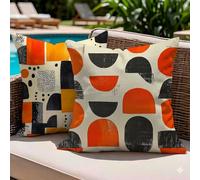 Juego de 2 Fundas de Cojín Exterior 60x60 Impermeables,Naranja Geometría Decorativos para Sofá Jardín Terraza,Fundas Almohada Lino Doble Cara Estampado,Decoración Primavera Verano para Patio,-#b817s
