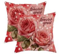 Juego de 2 fundas de cojín románticas vintage de lunares y hojas de San Valentín, terciopelo suave, lavable, para sala de estar, apartamento, cama, sofá, decoración de 14 x 14 pulgadas