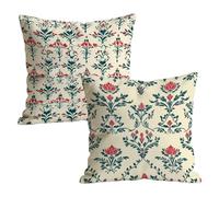 Juego de 2 Fundas de Cojines 35x35cm, Verde Beige Funda de Almohada del Sofá Decorativas in Lino, Doux respirant Lavable, Fundas Cojines Sofa Cuadrada, para Interior Hogar Decorativas Regalo t9n-249