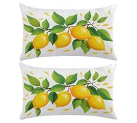 Juego de 2 Fundas de Cojines 40x70 cm Funda de Almohada de Lino Cojines para Sofa Blanco Funda Cojin Decorativos para Sofá Cama Sala de Estar Dormitorio con Cremallera Oculta (Limón Amarillo) -XY666