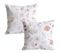 Juego de 2 Fundas de Cojines 50x50cm, Rosa Blanco Funda de Almohada del Sofá Decorativas in Terciopelo, Doux respirant, Fundas Cojines Sofa Cuadrada, para Interior Hogar Decorativas Regalo t9n-256