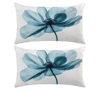 Juego de 2 Fundas de Cojines 50x70 cm Funda de Almohada de Lino Cojines para Sofa Abstracto Funda Cojin Decorativos para Sofá Silla Cama Dormitorio con Cremallera Oculta (Flores Azules) -XY534