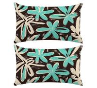 Juego de 2 Fundas de Cojines 50x70 cm Funda de Almohada de Lino Cojines para Sofa Azul Funda Cojin Decorativos para Sofá Silla Cama Sala de Estar Dormitorio con Cremallera Oculta (Flor) -XY304