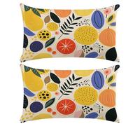 Juego de 2 Fundas de Cojines 50x70 cm Funda de Almohada de Lino Cojines para Sofa Colorido Funda Cojin Decorativos para Sofá Silla Cama Sala de Estar Dormitorio con Cremallera Oculta (Fruta) -XY312