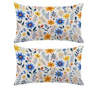 Juego de 2 Fundas de Cojines 50x70 cm Funda de Almohada de Lino Cojines para Sofa Floral Funda Cojin Decorativos para Sofá Silla Cama Sala de Estar Dormitorio con Cremallera Oculta (Plantas) -XY558