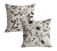 Juego de 2 Fundas de Cojines 55x55cm, Beige Negro Funda de Almohada del Sofá Decorativas in Lino, Doux respirant Lavable, Fundas Cojines Sofa Cuadrada, para Interior Hogar Decorativas Regalo t9n-240