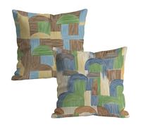 Juego de 2 Fundas de Cojines 80x80cm, Abstracto geometría Funda de Almohada del Sofá Decorativas in Lino, Doux respirant, Fundas Cojines Sofa Cuadrada, para Interior Hogar Decorativas Regalo t9n-254