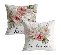 Juego de 2 Fundas de Cojines 80x80cm, Beige Rosa Funda de Almohada del Sofá Decorativas in Lino, Doux respirant et lavable, Fundas Cojines Sofa Cuadrada, para Interior Hogar Decorativas Regalo t9n-232
