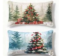 Juego de 2 Fundas de Cojines Color Funda Cojin 40x80cm Rectángulo Cojines Árbol De Navidad,2025 Nuevo Terciopelo Con Cremallera Oculta Funda Almohada para Sofá Sala de Estar Invierno Decoracion O-445U