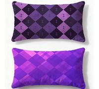 Juego de 2 Fundas de Cojines Púrpura Funda Cojin 60x90cm Rectángulo Cojines Enrejado,2025 Nuevo Terciopelo Con Cremallera Oculta Funda Almohada para Sofá Sala de Estar Invierno Hogar Decoracion O-363U