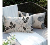 Juego de 2 Fundas de Cojines Rectangulares 20x40, Funda Cojin Gris Funda Almohada, Exterior Impermeable Cogines Sofá Hojas, con Cremallera Oculta, Decoração Sala Exterior Jardín Coche, Regalo Y2-482