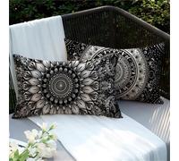 Juego de 2 Fundas de Cojines Rectangulares 20x40, Funda Cojin Gris Funda Almohada, Exterior Impermeable Cogines Sofá Mandala, con Cremallera Oculta, Decoração Sala Exterior Jardín Coche, Regalo Y2-766
