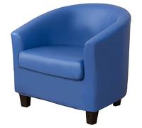 Juego de 2 fundas de piel sintética para silla de club, protector impermeable y elástico para silla de bañera con funda de cojín, protector de muebles extraíble para sala de estar, color azul