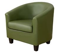 Juego de 2 fundas de piel sintética para silla, protector impermeable y elástico con funda de cojín, protector de muebles extraíble para sala de estar, color verde