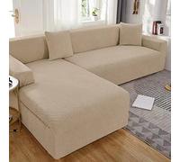 Juego de 2 fundas de sofá impermeables en forma de L elásticas para chaise longue de 1/2/3/4 plazas, color caqui, brazo derecho e izquierdo, perfecto para decoración del hogar