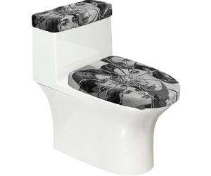 Juego de 2 fundas elásticas para inodoro con cara de espejo roto, tapa elástica y cubierta de tanque para baño, suave, lavable, decoración de inodoro en forma de U
