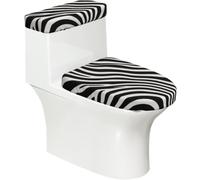 Juego de 2 fundas elásticas para inodoro con diseño de cebra negra y blanca, tapa elástica y cubierta de tanque para baño, suave, lavable, decoración de inodoro en forma de U
