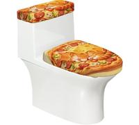 Juego de 2 fundas elásticas para inodoro con diseño de gato durmiente, tapa elástica y cubierta de tanque para baño, suave, lavable, decoración de inodoro en forma de U