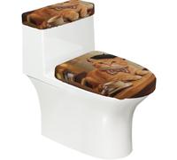 Juego de 2 fundas elásticas para inodoro con diseño de gato literario, tapa elástica y cubierta de tanque para baño, suave, lavable, decoración de inodoro en forma de U