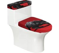 Juego de 2 fundas elásticas para inodoro con diseño de pantera y tapa elástica para baño, suave, lavable, decoración de inodoro en forma de U