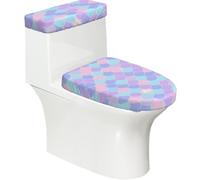 Juego de 2 fundas elásticas para inodoro con diseño de sirena, tapa elástica y cubierta de tanque para baño, suave, lavable, decoración de inodoro en forma de U