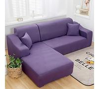 Juego de 2 fundas elásticas para sofá, antideslizantes, elásticas, en forma de L, para mascotas y niños, se adapta a 3 + 4 plazas, color morado taro, duradero, fácil de limpiar