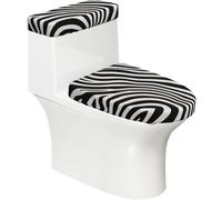 Juego de 2 fundas elásticas para tapa de inodoro con diseño de cebra negra y blanca para decoración de baño, funda elástica suave para asiento de inodoro en forma de U, ovalada