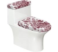 Juego de 2 fundas elásticas para tapa de inodoro y tanque de inodoro con parte inferior elástica, funda suave para asiento de inodoro, diseño floral vintage con pájaros botánicos para decoración del