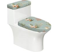 Juego de 2 fundas elásticas para tapa de inodoro y tanque de inodoro con parte inferior elástica, funda suave para asiento de inodoro, diseño de estrellas de mar, gnomos coral sobre retro, para
