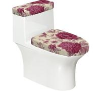 Juego de 2 fundas elásticas para tapa de inodoro y tanque de inodoro con parte inferior elástica, funda suave para asiento de inodoro clásico vintage floral para decoración del hogar y el baño