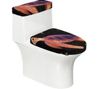Juego de 2 fundas elásticas para tapa de inodoro y tanque de inodoro con parte inferior elástica, funda suave para asiento de inodoro con estrellas de tortuga de fantasía en color negro para