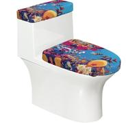 Juego de 2 fundas para asiento de inodoro con diseño de abejas con mosca de abejas con tapa de tanque, se adapta a inodoros en forma de U o extendidos, perfecto para inauguración de la casa