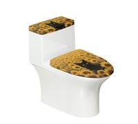 Juego de 2 fundas para asiento de inodoro con diseño de gato, tapa ovalada redonda y fundas para tanque para baño, diseño de animales