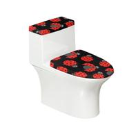 Juego de 2 fundas para asiento de inodoro con diseño de gato, tapa ovalada redonda y fundas para tanque para baño, diseño de animales