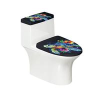 Juego de 2 fundas para asiento de inodoro con diseño de gato, tapa ovalada redonda y fundas para tanque para baño, diseño de animales