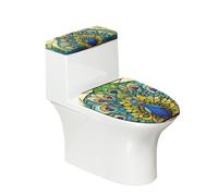 Juego de 2 fundas para asiento de inodoro con diseño de gato, tapa ovalada redonda y fundas para tanque para baño, diseño de animales