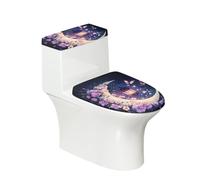 Juego de 2 fundas para asiento de inodoro con diseño de gato, tapa ovalada redonda y fundas para tanque para baño, diseño de animales