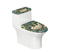 Juego de 2 fundas para asiento de inodoro con diseño de gato, tapa ovalada redonda y fundas para tanque para baño, diseño de animales