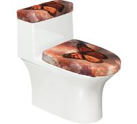 Juego de 2 fundas para inodoro y tanque de inodoro con diseño de mariposa grande, fundas de asiento de inodoro para baño, juego de 2 piezas de tela de poliéster, parte inferior elástica, suave