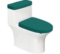 Juego de 2 fundas para tapa de inodoro y tapa de tanque de inodoro, color verde pino, accesorios de decoración de baño, diseño elástico de impresión completa, se adapta a la mayoría de inodoros