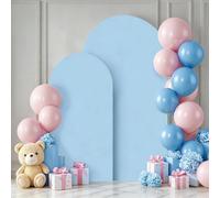Juego de 2 fundas para telón de fondo de arco azul de 7.2 pies y 6 pies, fundas de soporte de arco de boda ajustadas de elastano con parte superior redonda, cubierta de fondo de arco de Chiara para