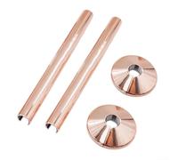 Juego de 2 fundas para tubos de radiador de 15 mm con collares cromados para estética de sistemas de calefacción (oro rosa)